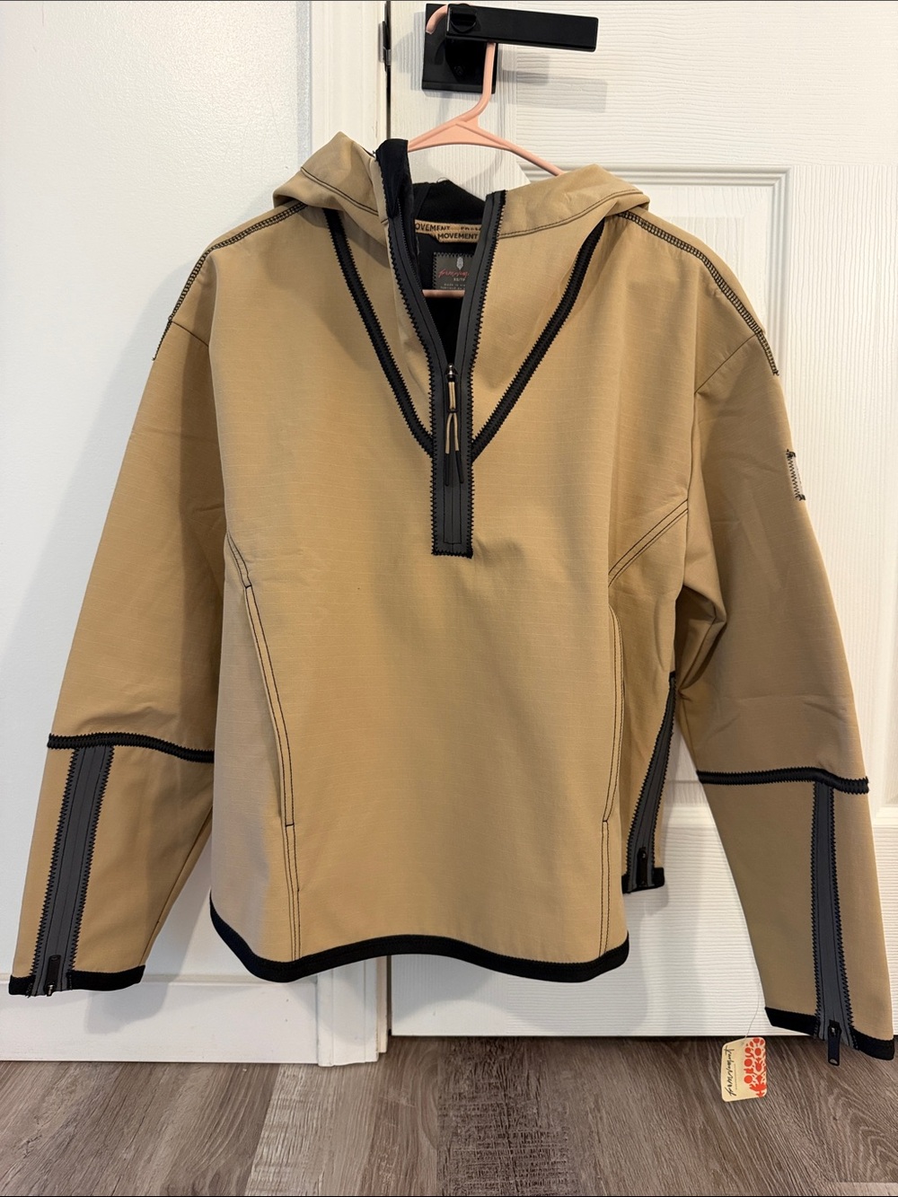 FP Movement by Free People Tan Hooded Half-Zip Pullover Jacket- XS- NWT!